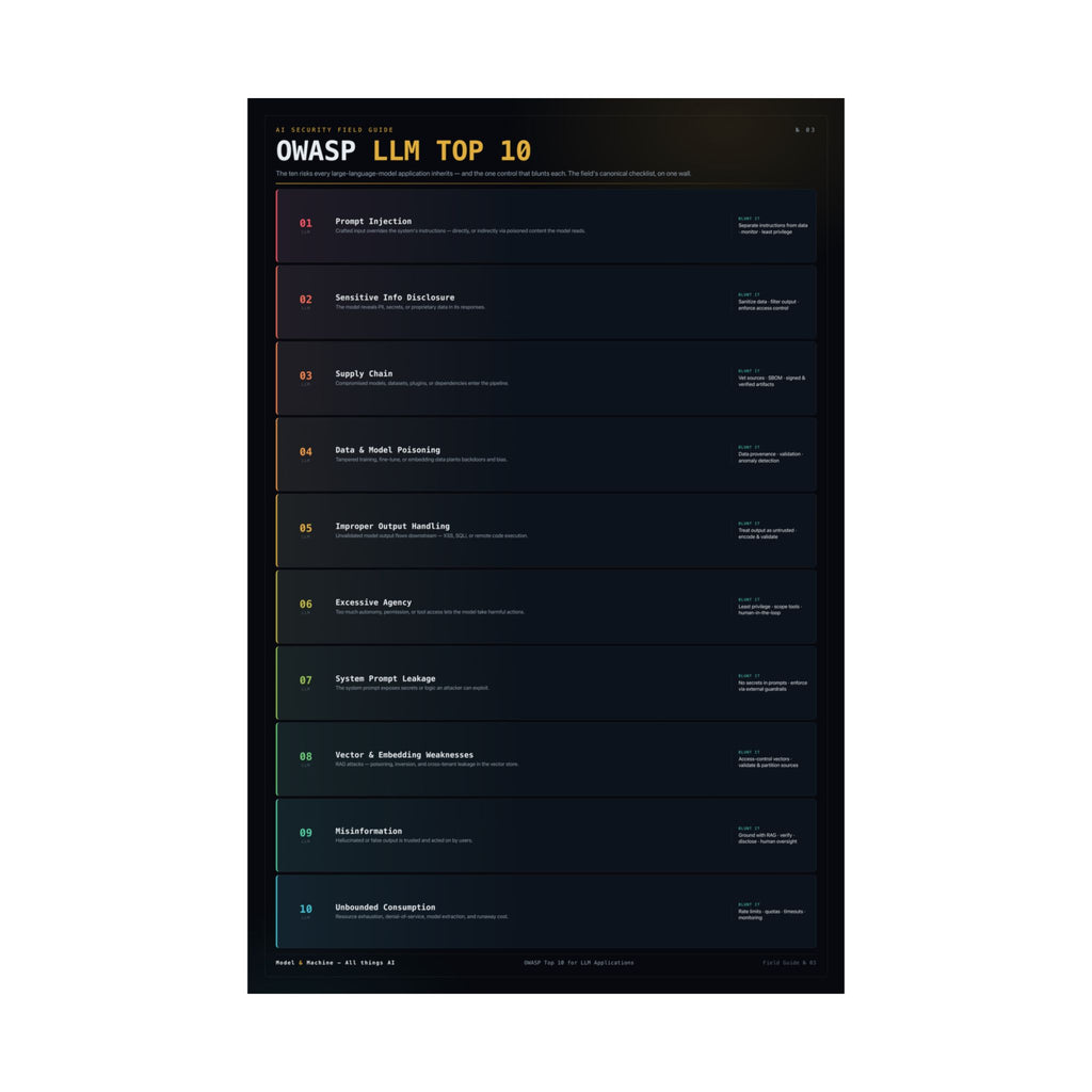 OWASP LLM Top 10 — AI Security Poster
